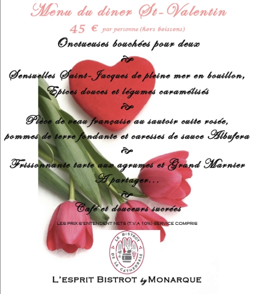menu diner St Valentin 2014